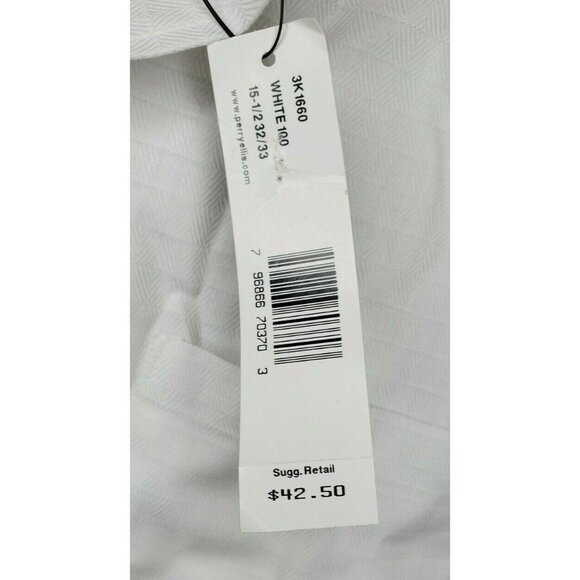 Portfolio Perry Ellis Grandad collar 15 1/2 32/33 White Dress Shirt 3K1660 - Picture 6 of 9